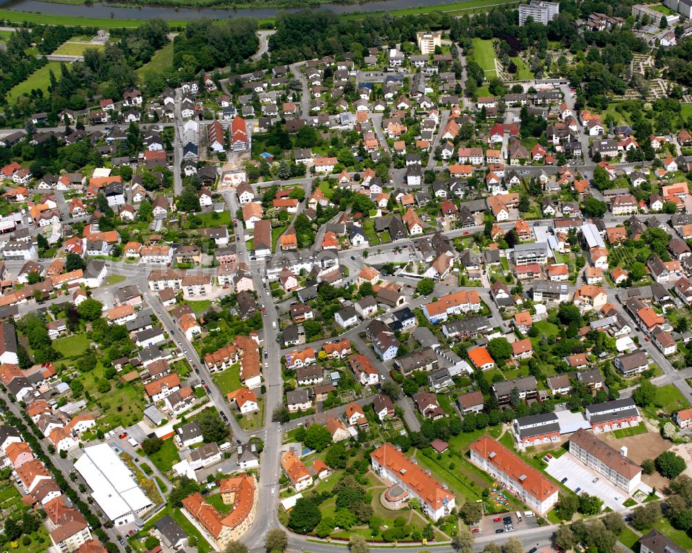 Kronenhof from the bird's eye view: Agricultural land and field boundaries surround the settlement area of the village in Kronenhof in the state Baden-Wuerttemberg, Germany