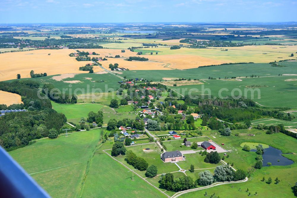 Aerial photograph Lalendorf - Agricultural land and field boundaries surround the settlement area of the village in Lalendorf in the state Mecklenburg - Western Pomerania, Germany