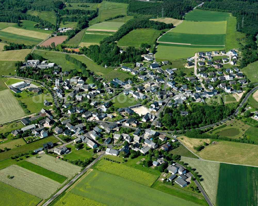 Aerial image Laudert - Agricultural land and field boundaries surround the settlement area of the village in Laudert in the state Rhineland-Palatinate, Germany