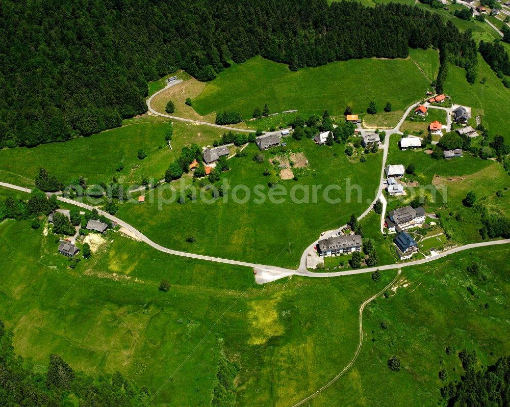 Lehen from the bird's eye view: Agricultural land and field boundaries surround the settlement area of the village in Lehen in the state Baden-Wuerttemberg, Germany