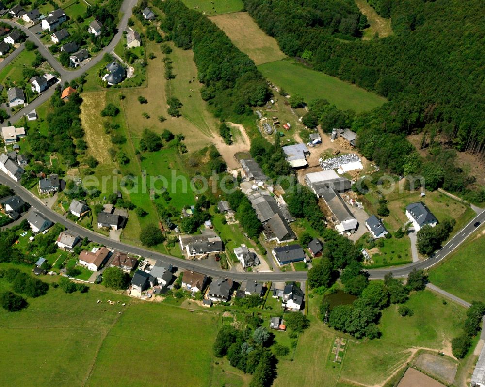 Aerial image Mackenrodt - Agricultural land and field boundaries surround the settlement area of the village in Mackenrodt in the state Rhineland-Palatinate, Germany