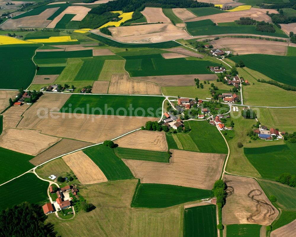 Aerial photograph Martinstödling - Agricultural land and field boundaries surround the settlement area of the village in Martinstödling in the state Bavaria, Germany