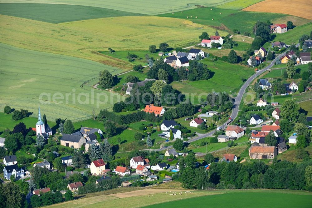 Aerial image Niederelsdorf - Agricultural land and field boundaries surround the settlement area of the village in Niederelsdorf in the state Saxony, Germany