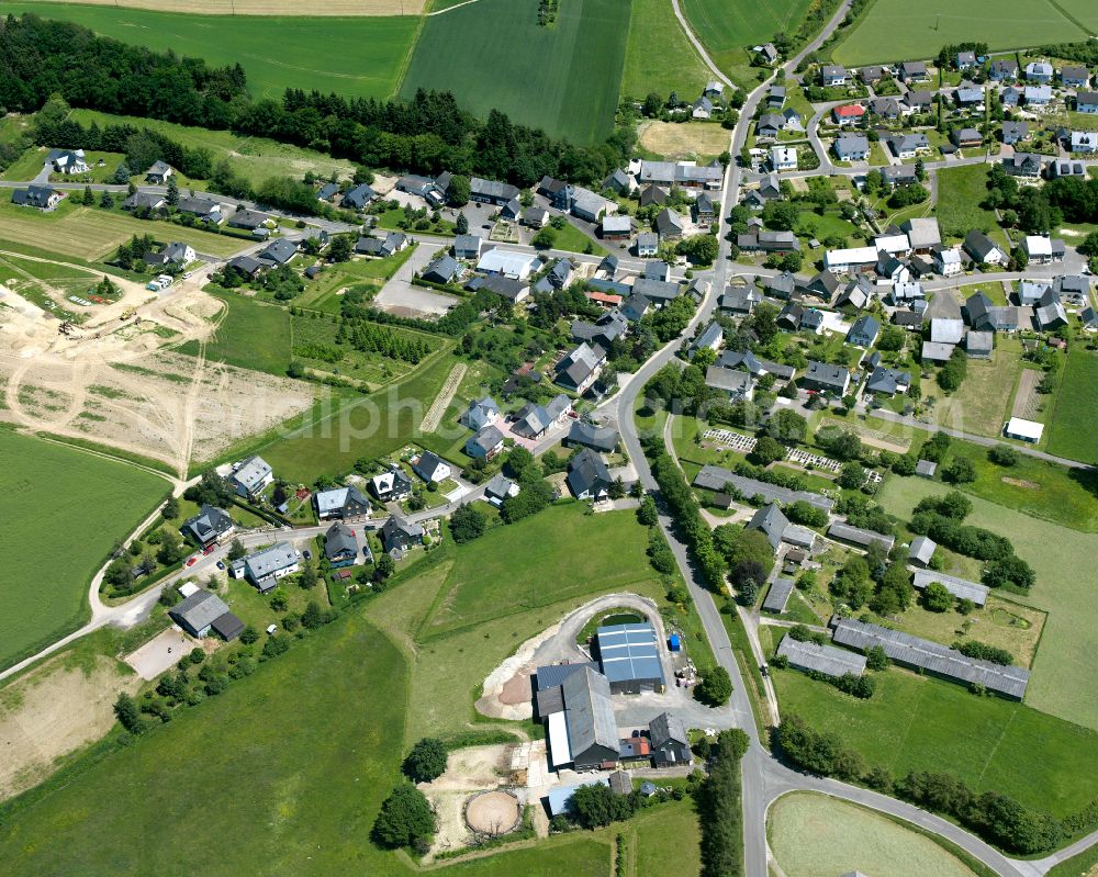 Aerial image Niederweiler - Agricultural land and field boundaries surround the settlement area of the village in Niederweiler in the state Rhineland-Palatinate, Germany