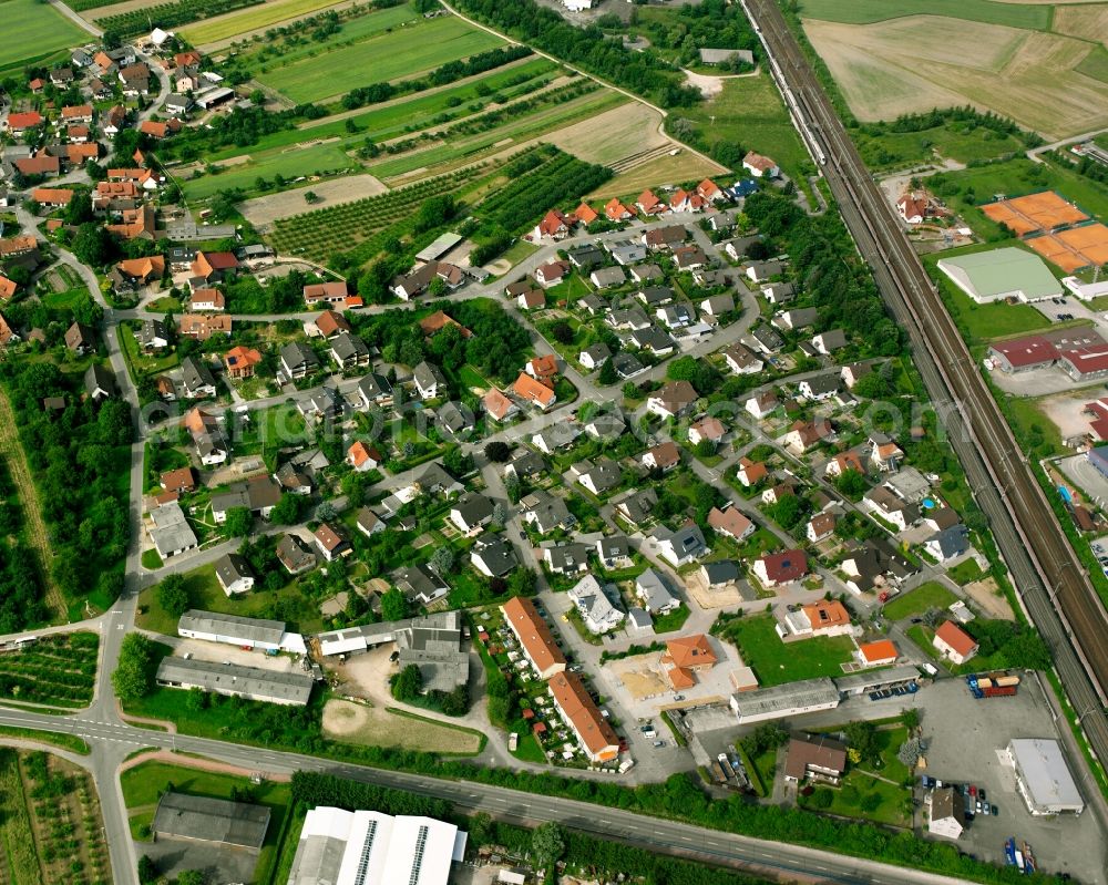 Aerial photograph Ottersweier - Agricultural land and field boundaries surround the settlement area of the village in Ottersweier in the state Baden-Wuerttemberg, Germany