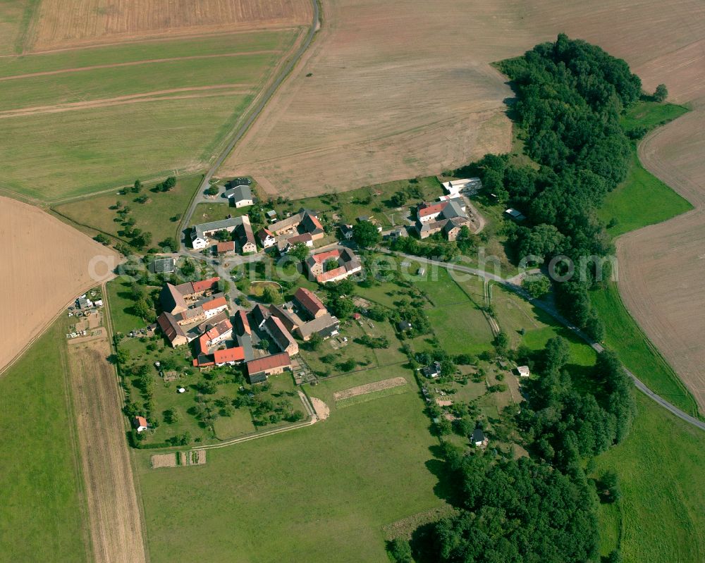 Aerial photograph Otticha - Agricultural land and field boundaries surround the settlement area of the village in Otticha in the state Thuringia, Germany