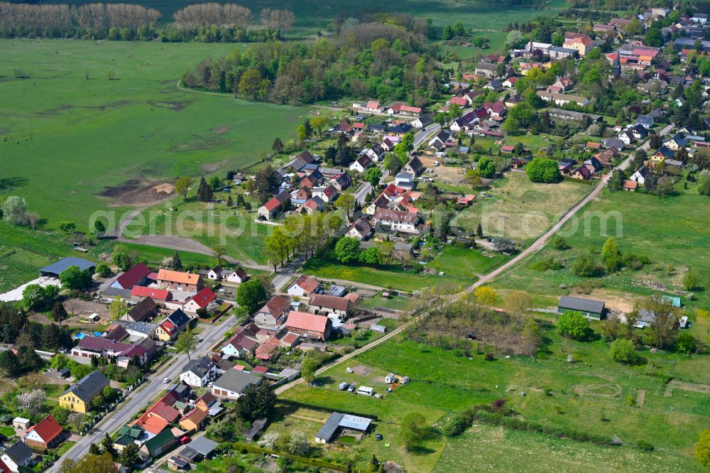 Aerial image Protzen - Agricultural land and field boundaries surround the settlement area of the village in Protzen in the state Brandenburg, Germany