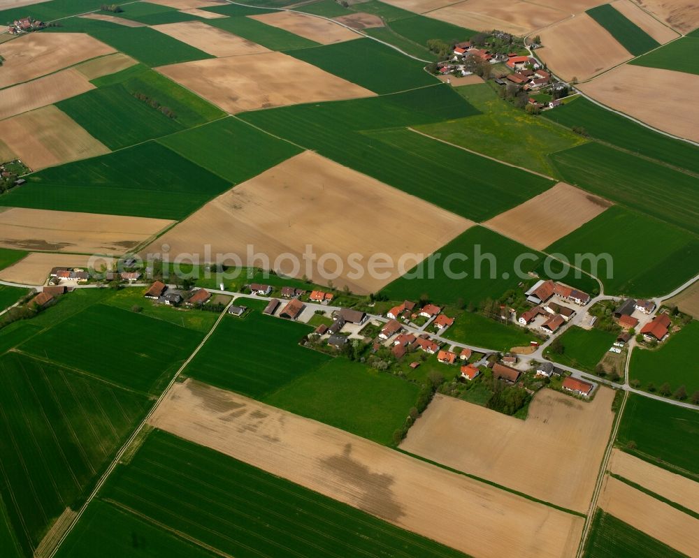 Aerial image Rainting - Agricultural land and field boundaries surround the settlement area of the village in Rainting in the state Bavaria, Germany