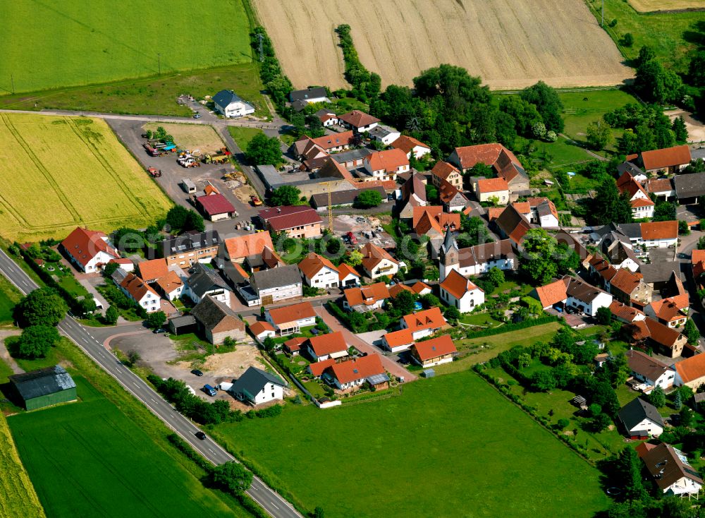 Aerial image Rittersheim - Agricultural land and field boundaries surround the settlement area of the village in Rittersheim in the state Rhineland-Palatinate, Germany