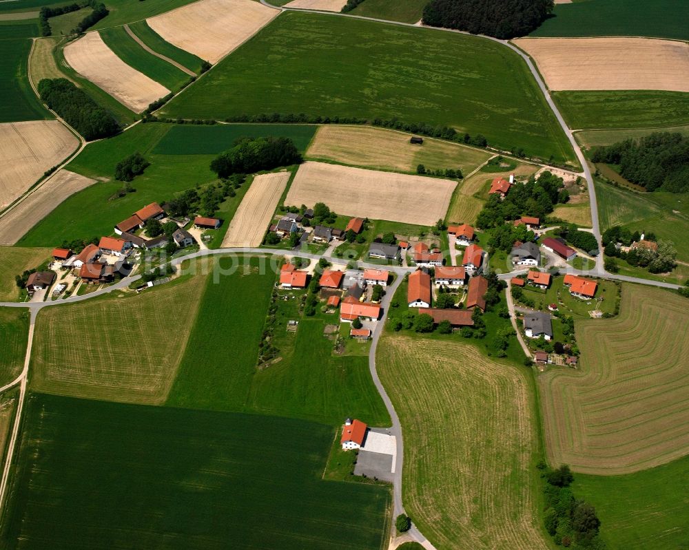 Aerial image Sallach - Agricultural land and field boundaries surround the settlement area of the village in Sallach in the state Bavaria, Germany