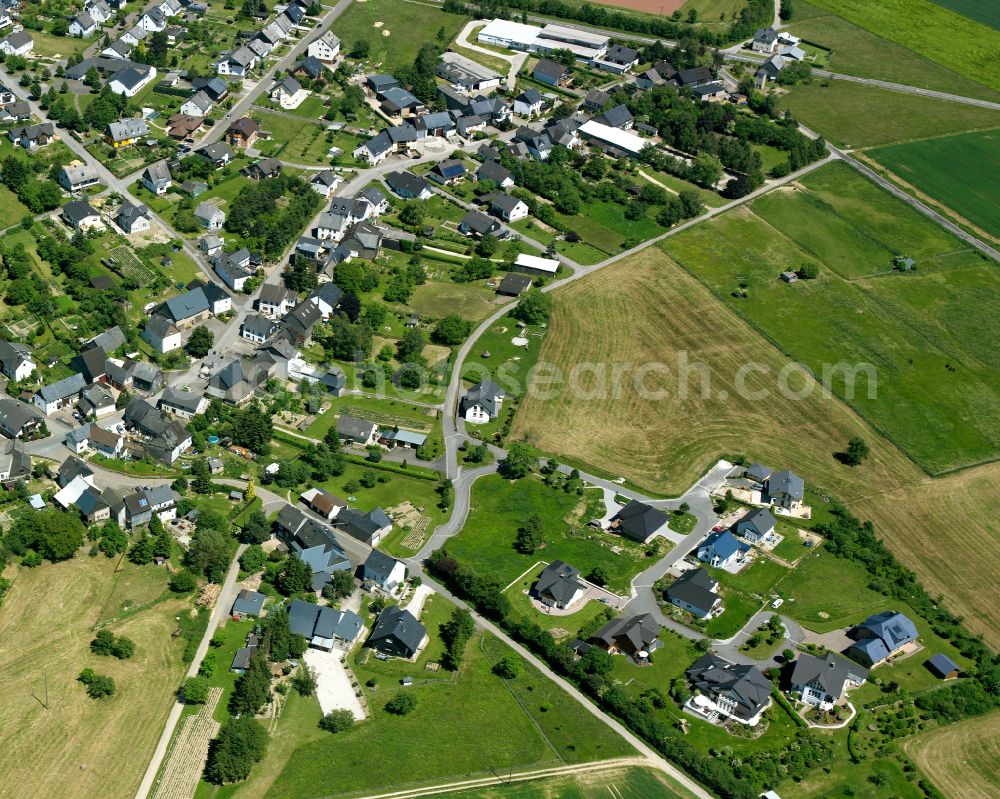 Aerial photograph Sargenroth - Agricultural land and field boundaries surround the settlement area of the village in Sargenroth in the state Rhineland-Palatinate, Germany