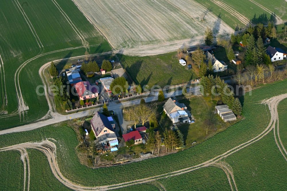 Aerial photograph Schapow - Agricultural land and field boundaries surround the settlement area of the village in Schapow Uckermark in the state Brandenburg, Germany