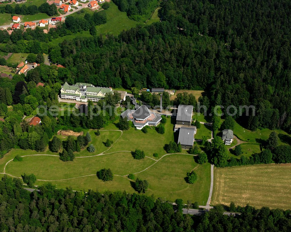 Aerial image Schömberg - Agricultural land and field boundaries surround the settlement area of the village in Schömberg in the state Baden-Wuerttemberg, Germany