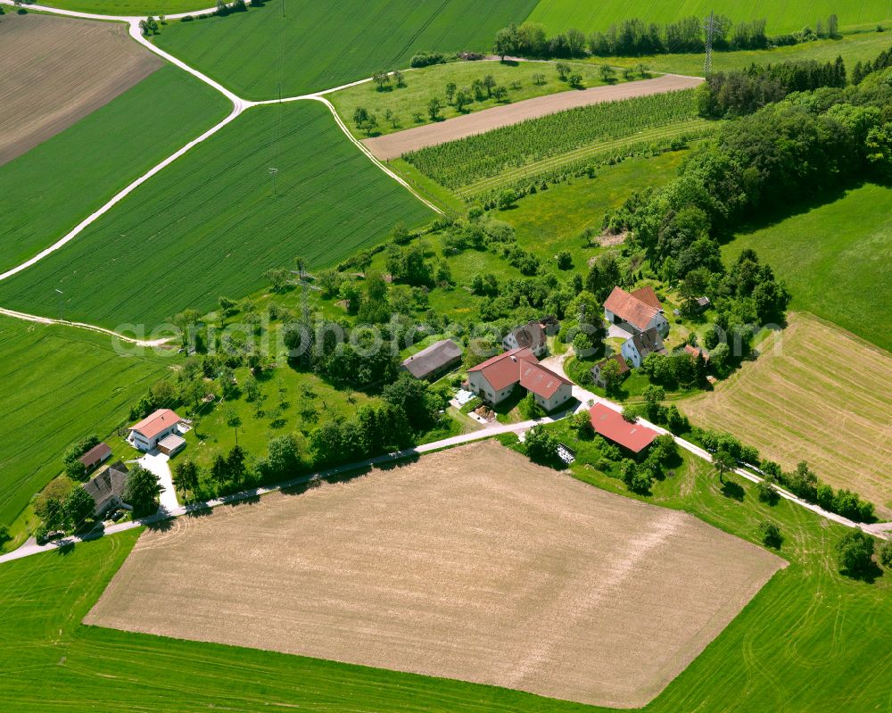 Aerial image Schupfenberg - Agricultural land and field boundaries surround the settlement area of the village in Schupfenberg in the state Baden-Wuerttemberg, Germany