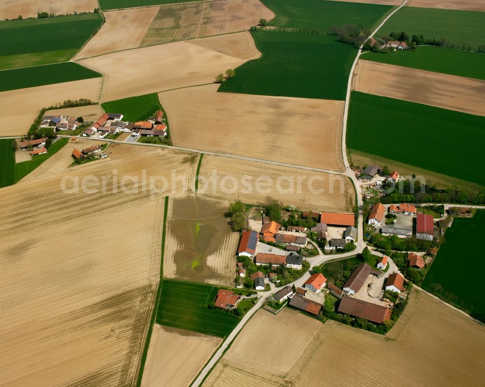 Aerial image See - Agricultural land and field boundaries surround the settlement area of the village in See in the state Bavaria, Germany