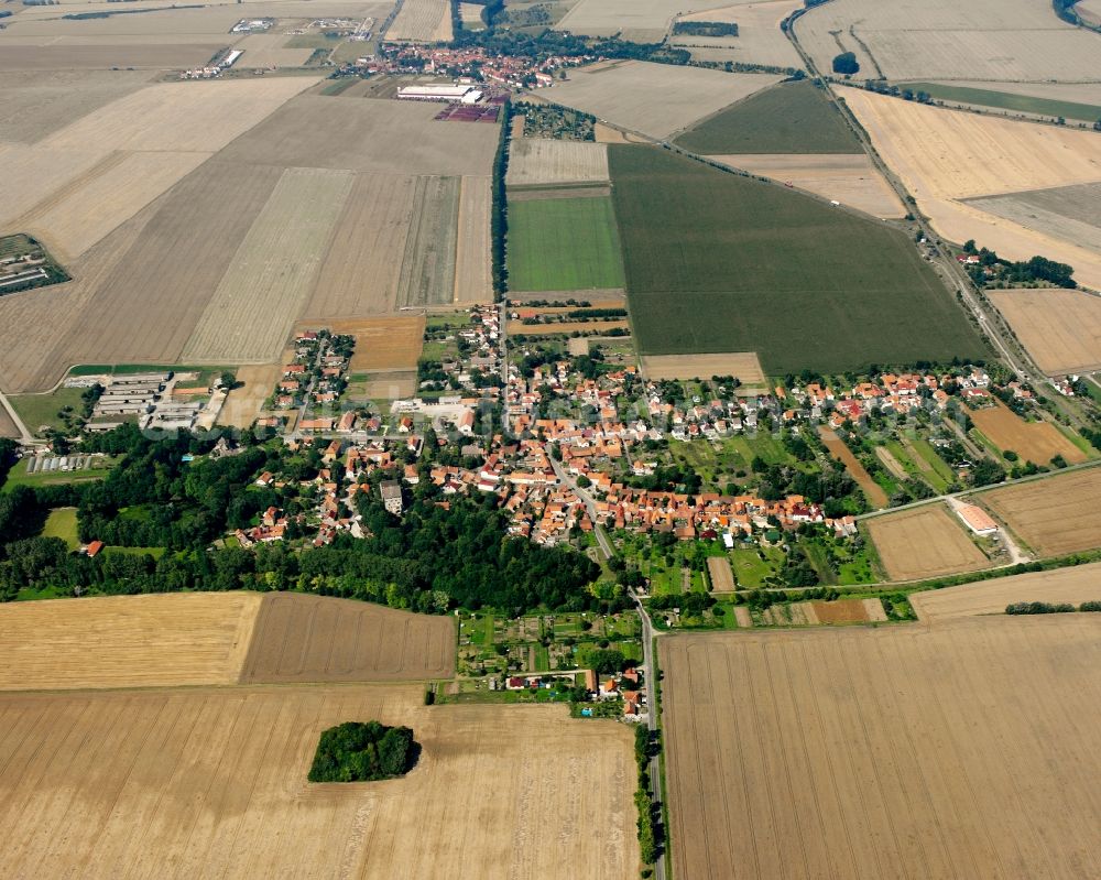 Aerial image Seebach - Agricultural land and field boundaries surround the settlement area of the village in Seebach in the state Thuringia, Germany