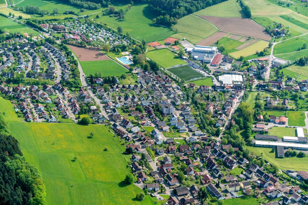 Aerial photograph Seelbach - Agricultural land and field boundaries surround the settlement area of the village in Seelbach in the state Baden-Wuerttemberg, Germany