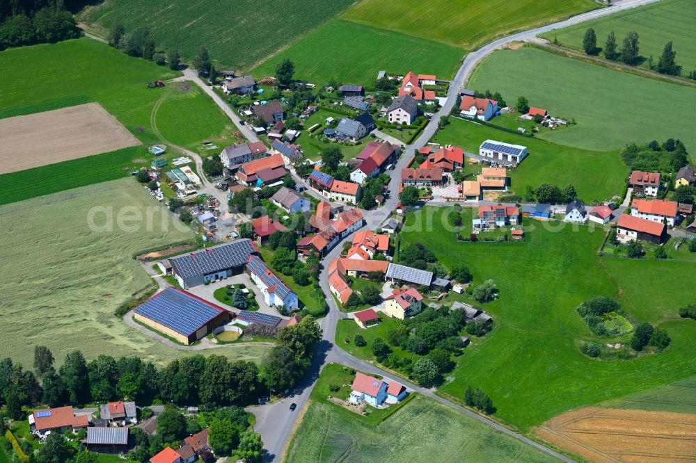 Aerial image Siegritz - Agricultural land and field boundaries surround the settlement area of the village in Siegritz in the state Bavaria, Germany