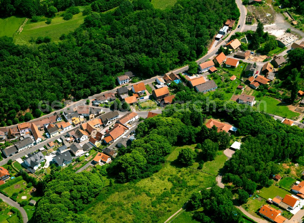 Aerial image Sippersfeld - Agricultural land and field boundaries surround the settlement area of the village in Sippersfeld in the state Rhineland-Palatinate, Germany