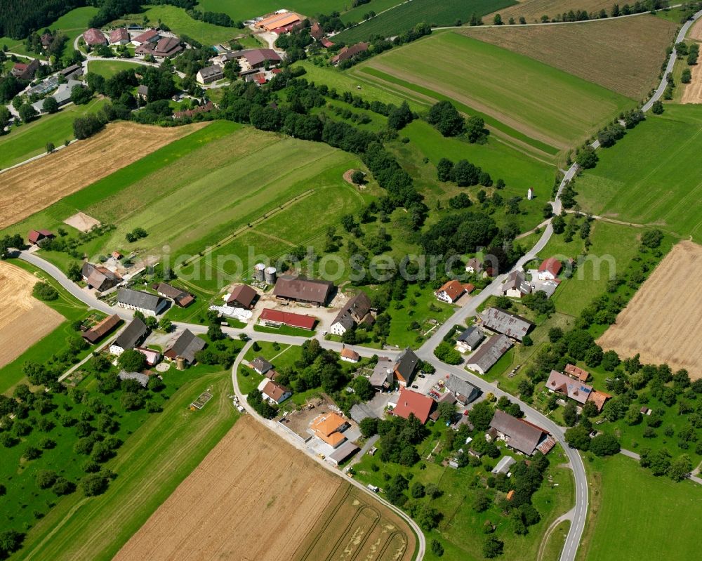 Aerial image Sohl - Agricultural land and field boundaries surround the settlement area of the village in Sohl in the state Baden-Wuerttemberg, Germany