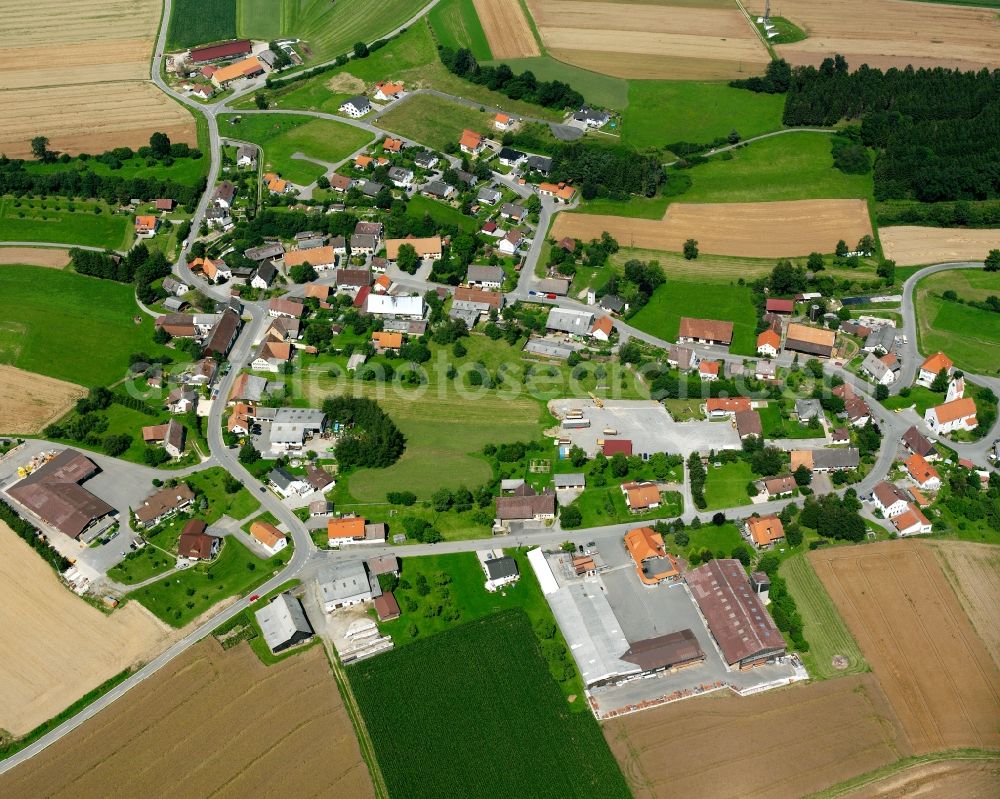 Spöck from the bird's eye view: Agricultural land and field boundaries surround the settlement area of the village in Spöck in the state Baden-Wuerttemberg, Germany