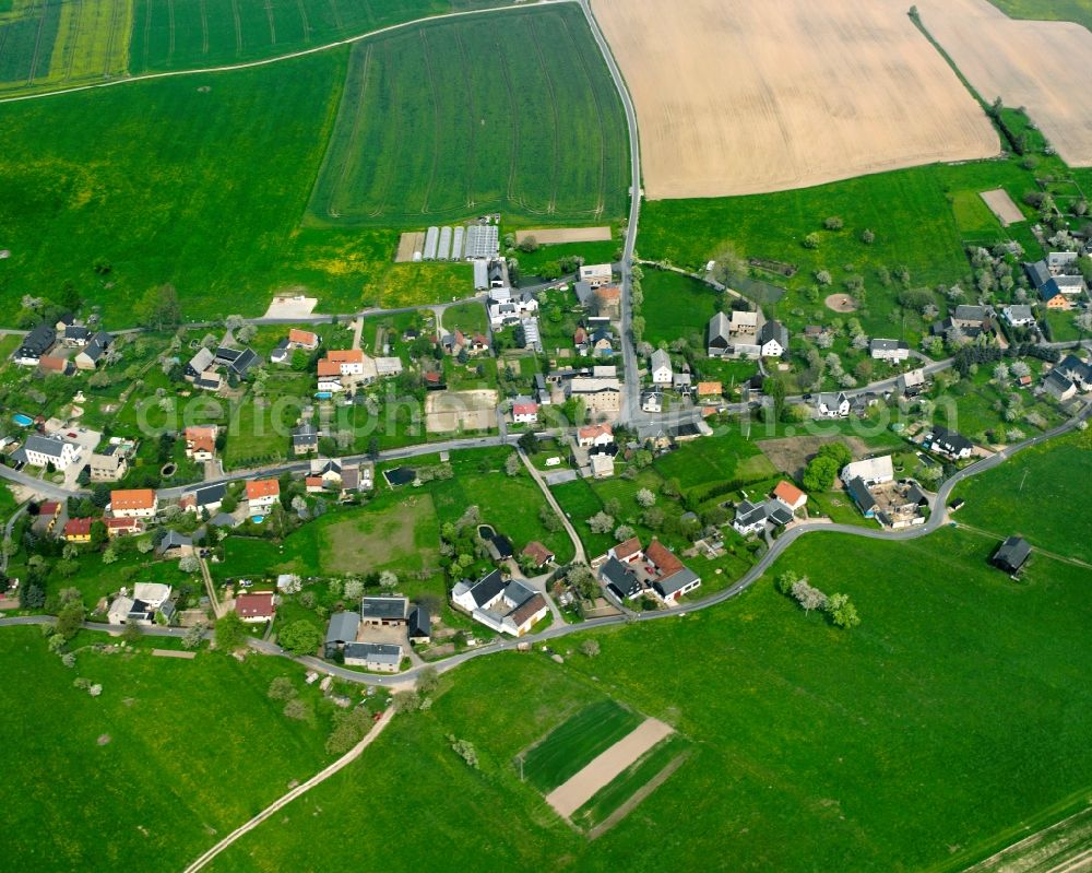 Aerial photograph Stein - Agricultural land and field boundaries surround the settlement area of the village in Stein in the state Saxony, Germany