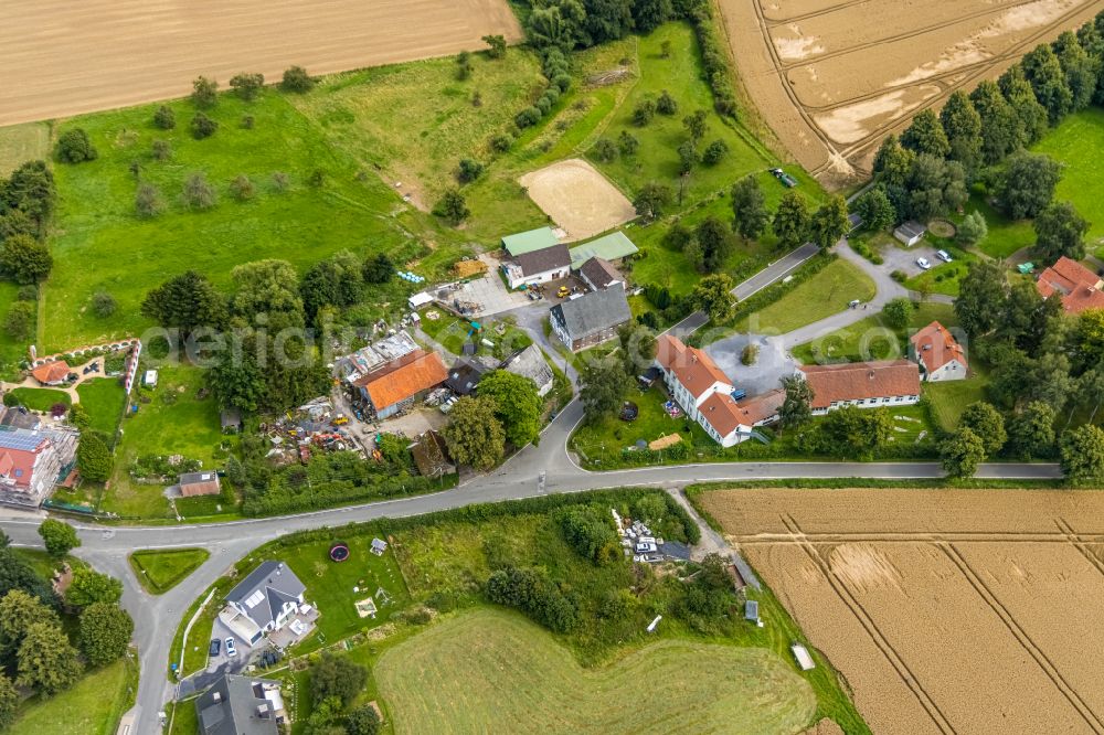 Stentrop from the bird's eye view: Agricultural land and field boundaries surround the settlement area of the village in Stentrop in the state North Rhine-Westphalia, Germany