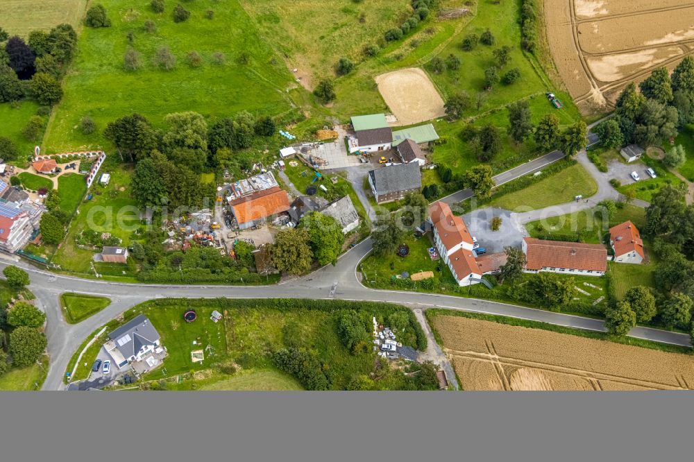 Aerial image Stentrop - Agricultural land and field boundaries surround the settlement area of the village in Stentrop in the state North Rhine-Westphalia, Germany