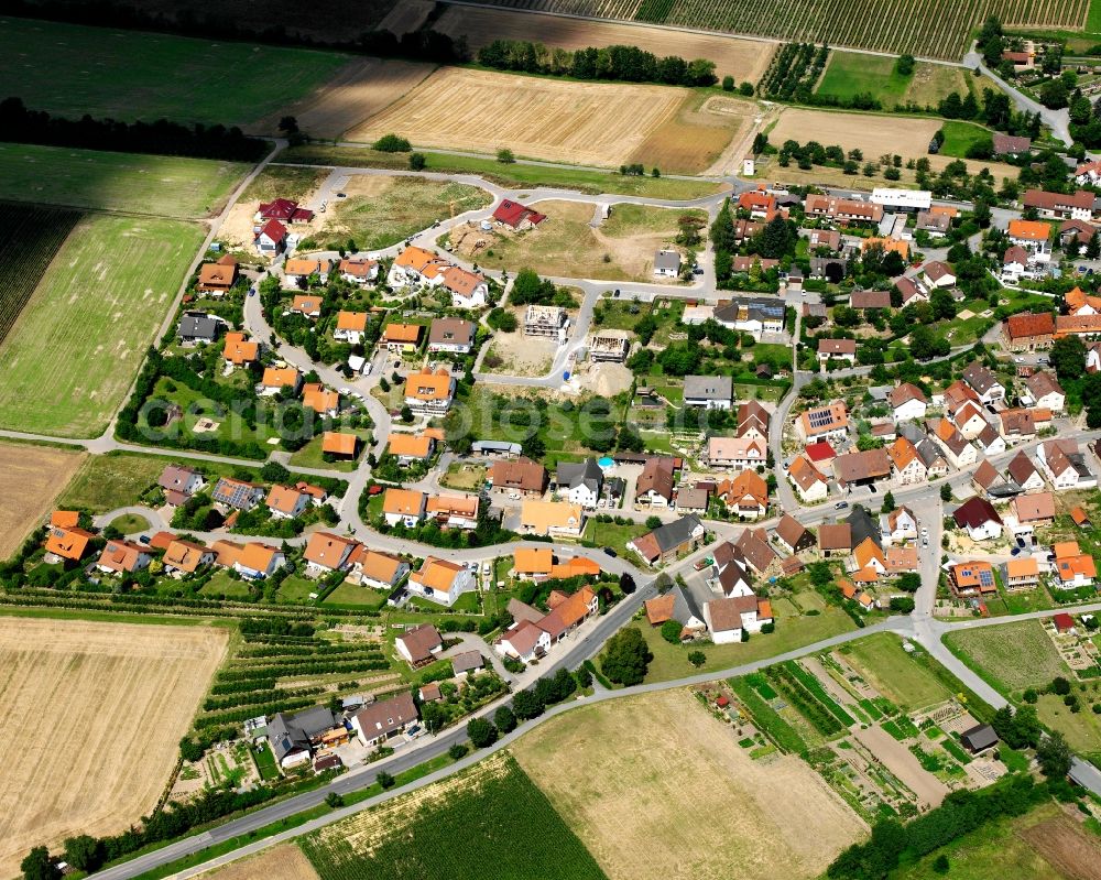 Aerial image Stetten a.H. - Agricultural land and field boundaries surround the settlement area of the village in Stetten a.H. in the state Baden-Wuerttemberg, Germany