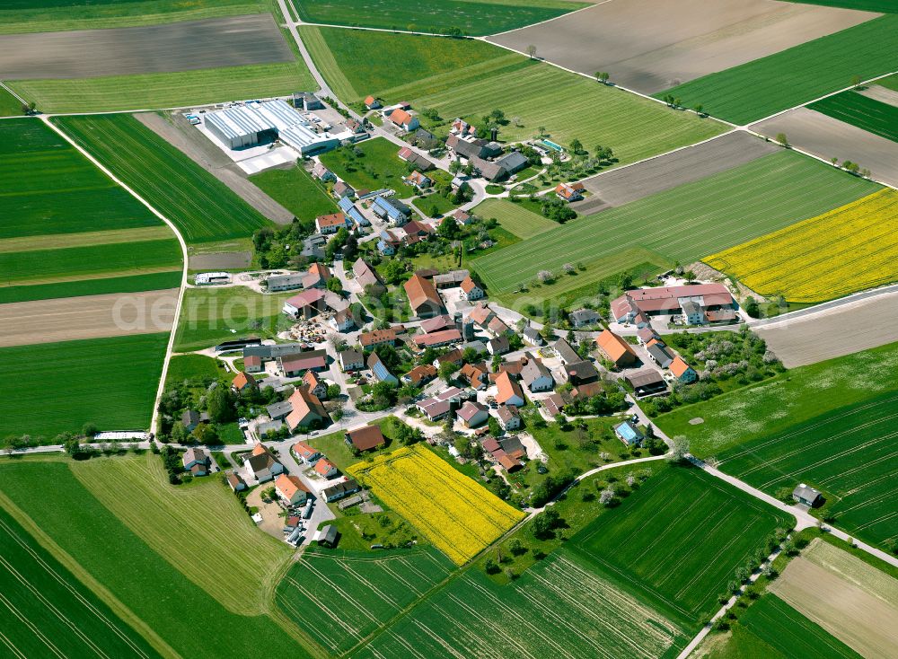 Aerial photograph Stetten - Agricultural land and field boundaries surround the settlement area of the village in Stetten in the state Baden-Wuerttemberg, Germany