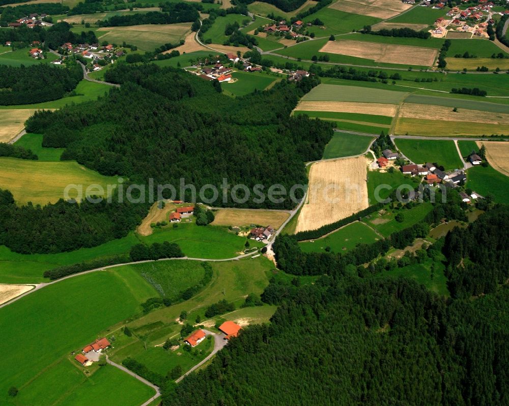 Aerial image Thanholz - Agricultural land and field boundaries surround the settlement area of the village in Thanholz in the state Bavaria, Germany