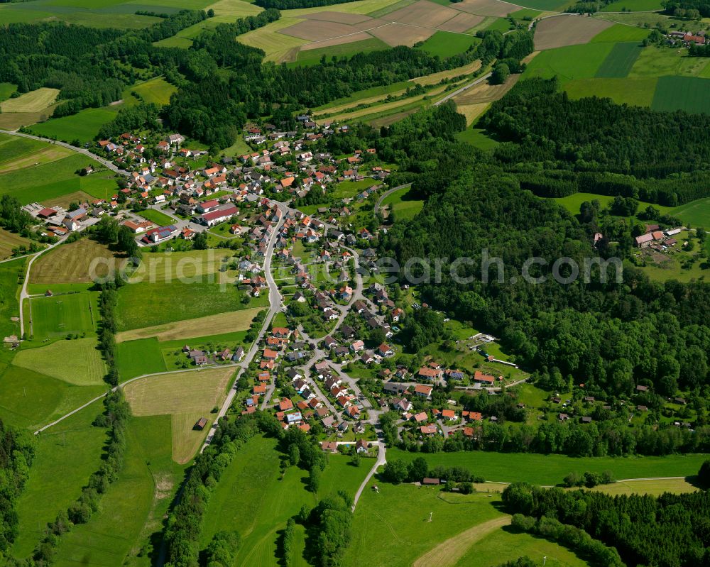 Aerial photograph Ummendorf - Agricultural land and field boundaries surround the settlement area of the village in Ummendorf in the state Baden-Wuerttemberg, Germany