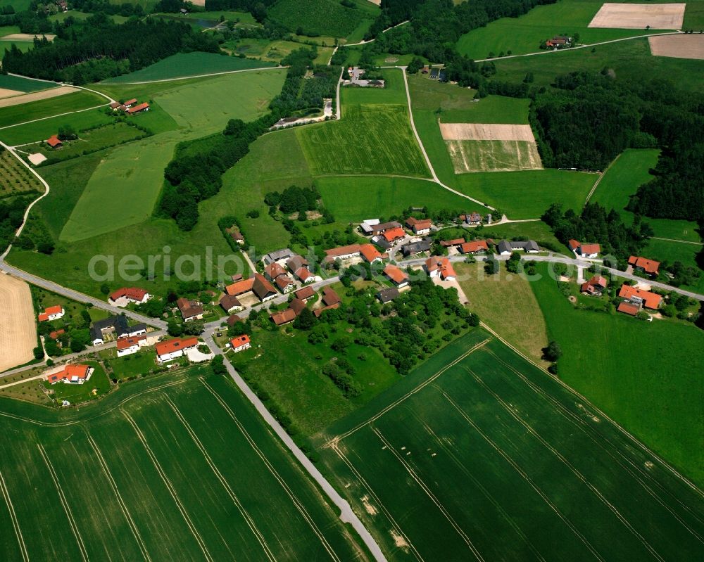 Voglarn from the bird's eye view: Agricultural land and field boundaries surround the settlement area of the village in Voglarn in the state Bavaria, Germany