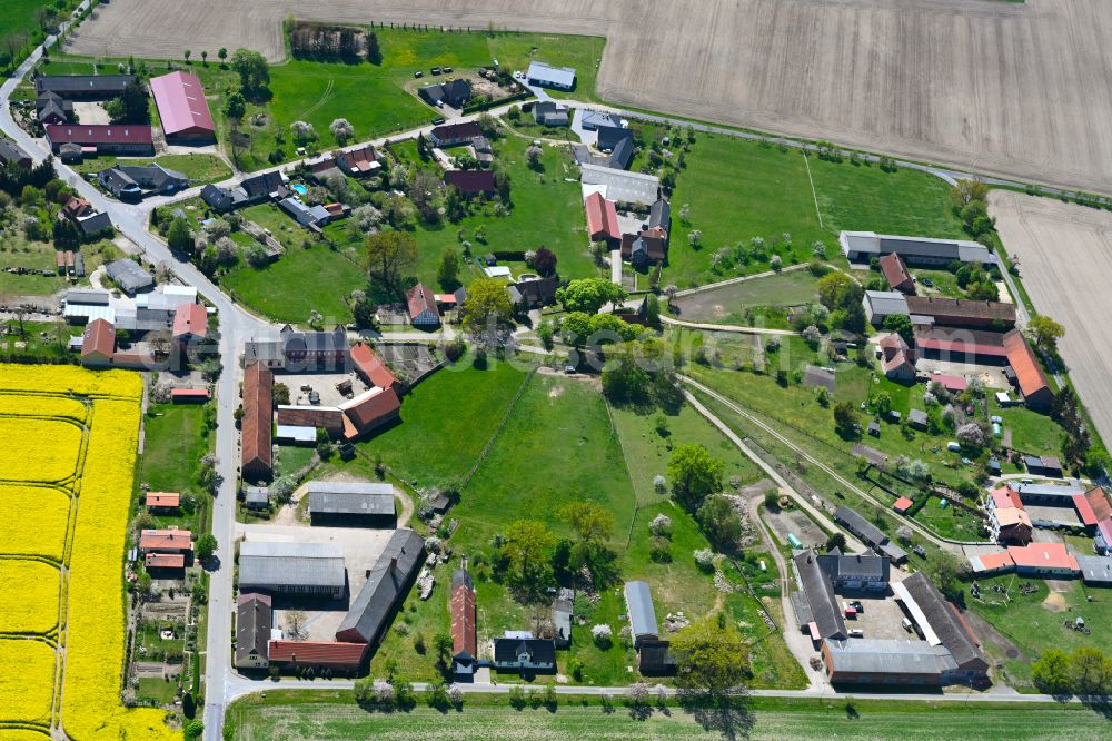 Aerial photograph Wallstawe - Agricultural land and field boundaries surround the settlement area of the village in Wallstawe in the state Saxony-Anhalt, Germany