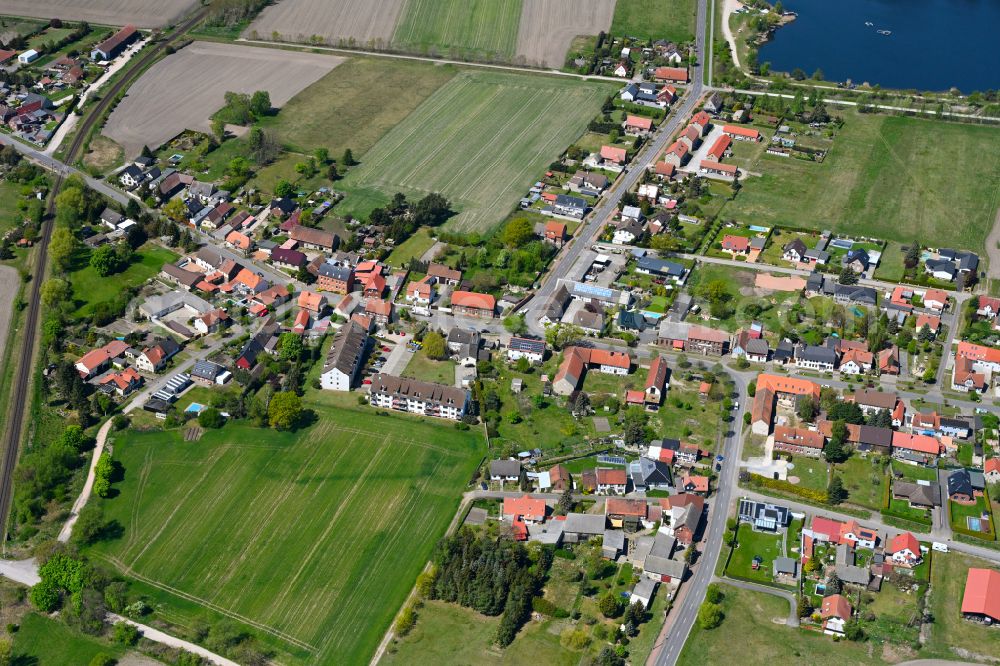 Aerial image Weddendorf - Agricultural land and field boundaries surround the settlement area of the village in Weddendorf in the state Saxony-Anhalt, Germany