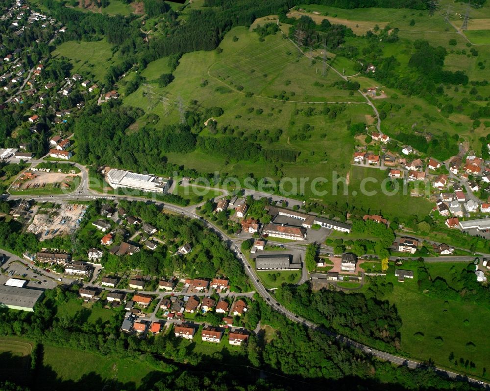 Wehr from the bird's eye view: Agricultural land and field boundaries surround the settlement area of the village in Wehr in the state Baden-Wuerttemberg, Germany