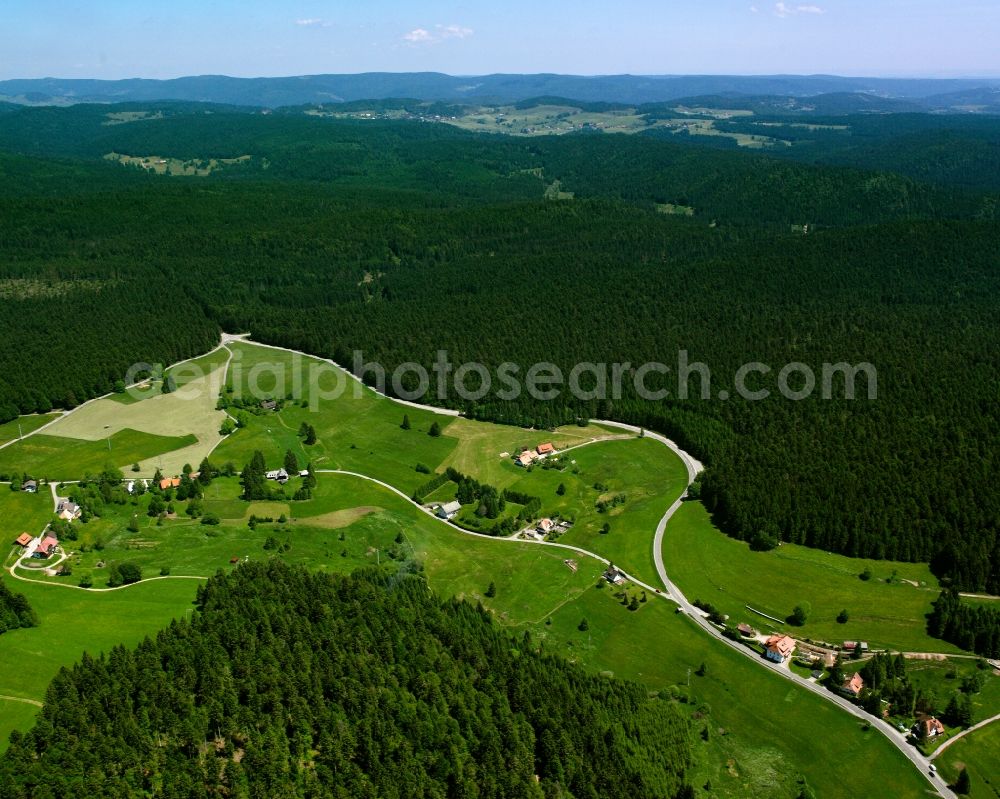 Aerial image Wehrhalden - Agricultural land and field boundaries surround the settlement area of the village in Wehrhalden in the state Baden-Wuerttemberg, Germany