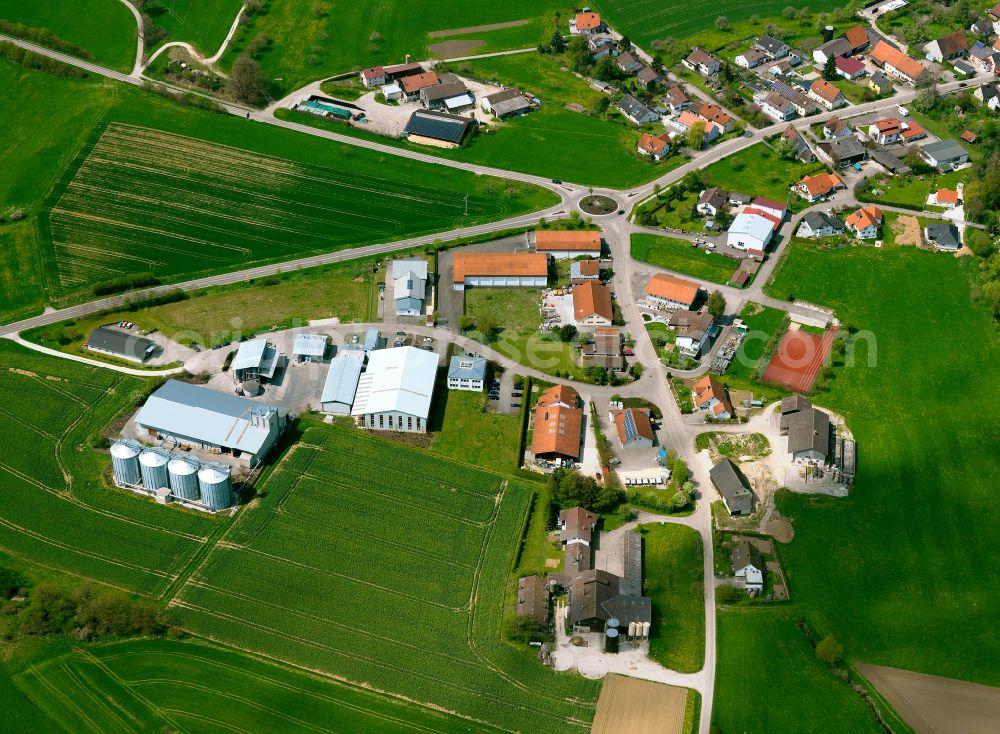 Aerial image Westerstetten - Agricultural land and field boundaries surround the settlement area of the village in Westerstetten in the state Baden-Wuerttemberg, Germany