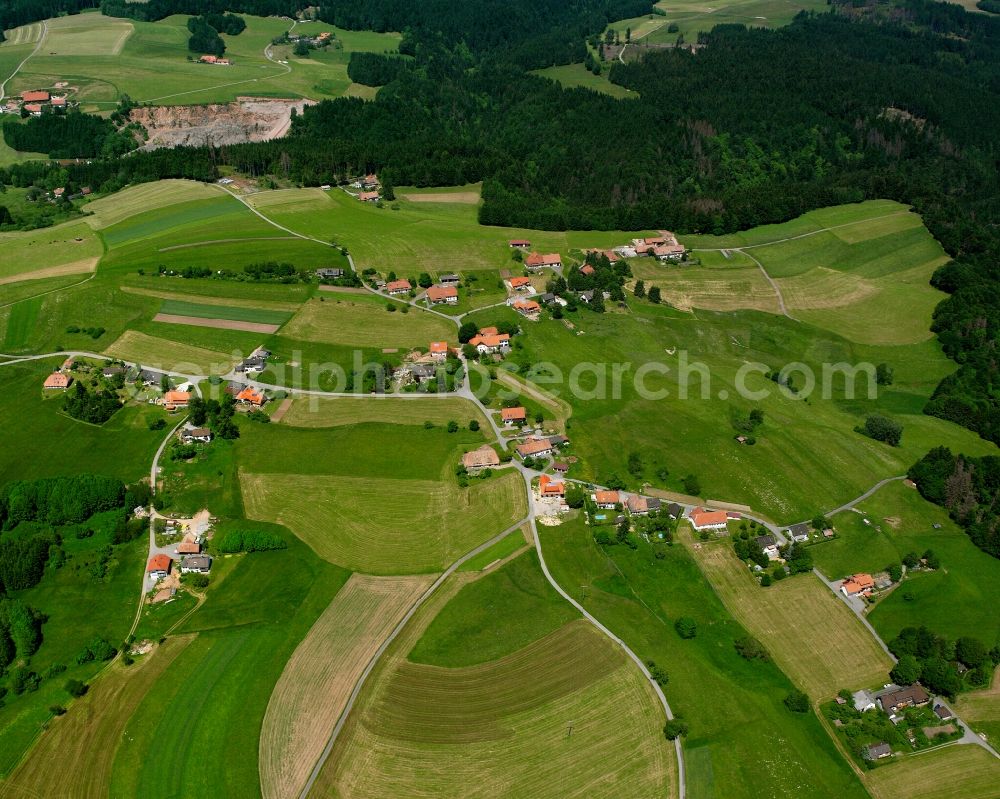 Aerial image Wieladingen - Agricultural land and field boundaries surround the settlement area of the village in Wieladingen in the state Baden-Wuerttemberg, Germany