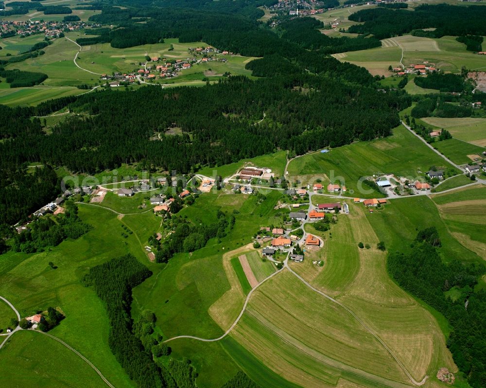 Aerial photograph Wieladingen - Agricultural land and field boundaries surround the settlement area of the village in Wieladingen in the state Baden-Wuerttemberg, Germany