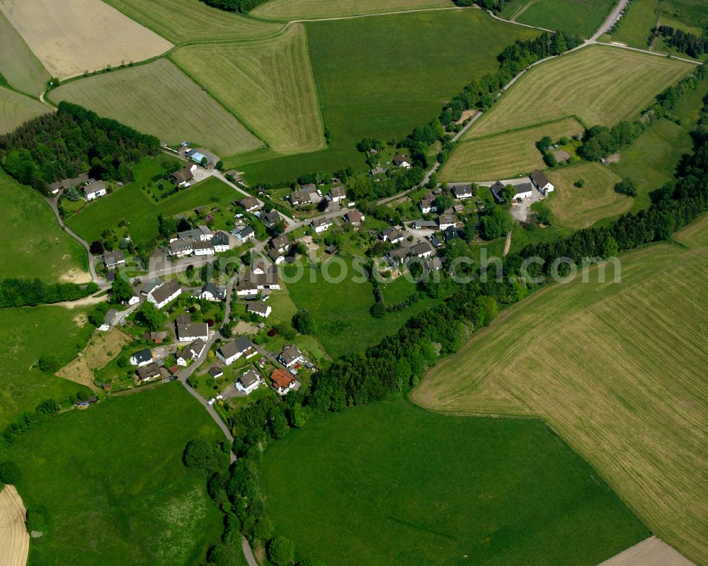 Aerial image Willertshagen - Agricultural land and field boundaries surround the settlement area of the village in Willertshagen in the state North Rhine-Westphalia, Germany