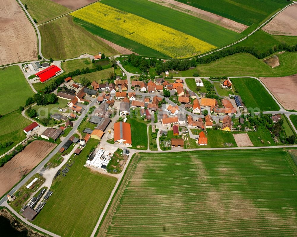 Aerial photograph Winden - Agricultural land and field boundaries surround the settlement area of the village in Winden in the state Bavaria, Germany