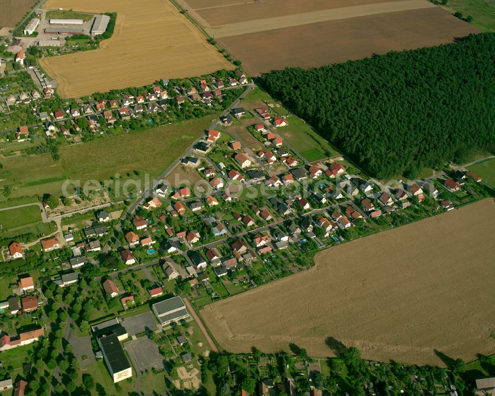 Aerial photograph Zabeltitz - Agricultural land and field boundaries surround the settlement area of the village in Zabeltitz in the state Saxony, Germany