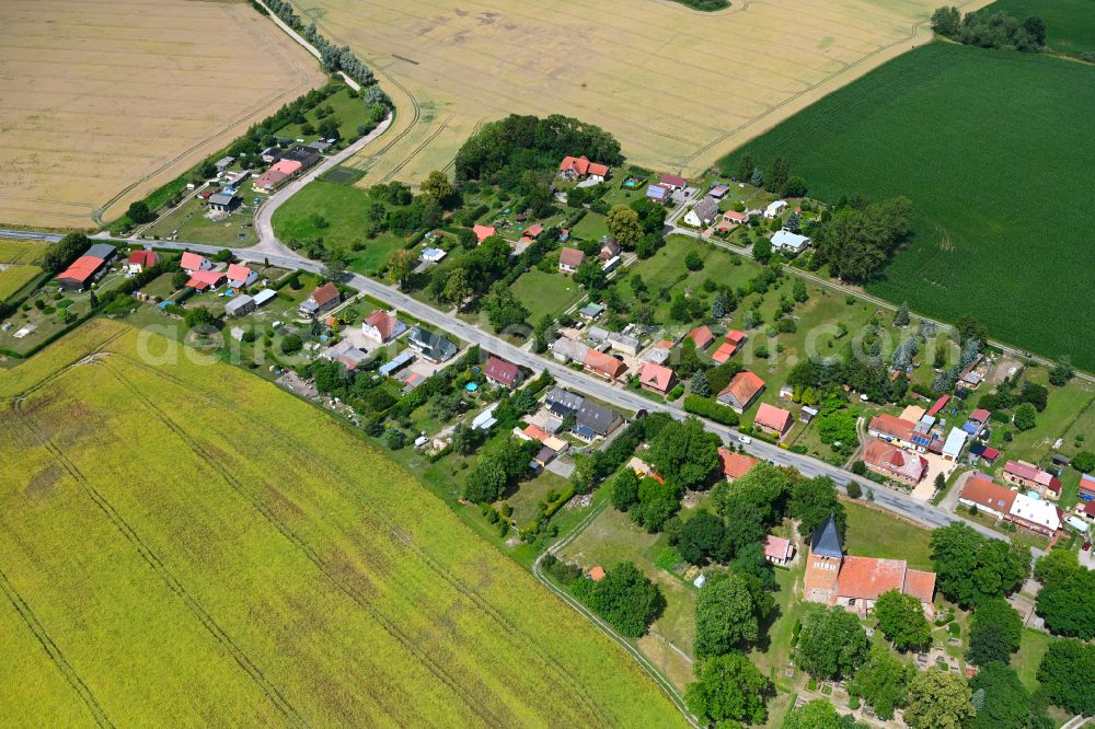 Aerial photograph Zettemin - Agricultural land and field boundaries surround the settlement area of the village in Zettemin in the state Mecklenburg - Western Pomerania, Germany