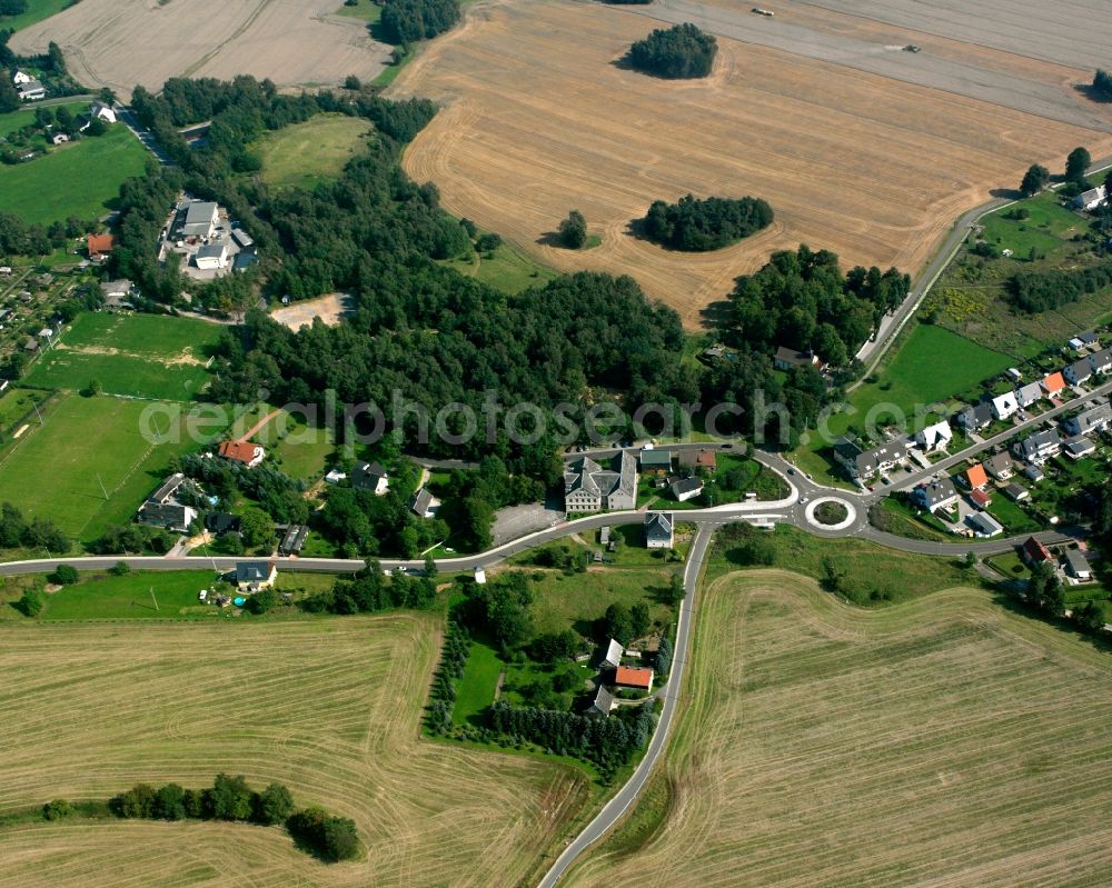 Aerial image Zug - Agricultural land and field boundaries surround the settlement area of the village in Zug in the state Saxony, Germany