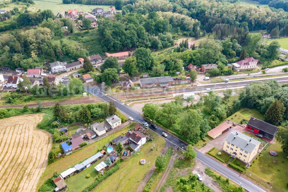 Aerial photograph Niederfinow - Village center on the river banks of the old Finow on the road L29 in Niederfinow in the state of Brandenburg, Germany