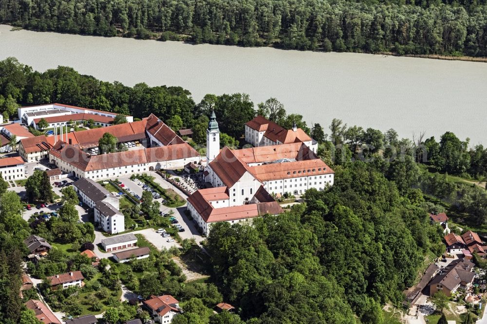 Aerial photograph Attel - Village on the river bank areas of Inn in Attel in the state Bavaria, Germany