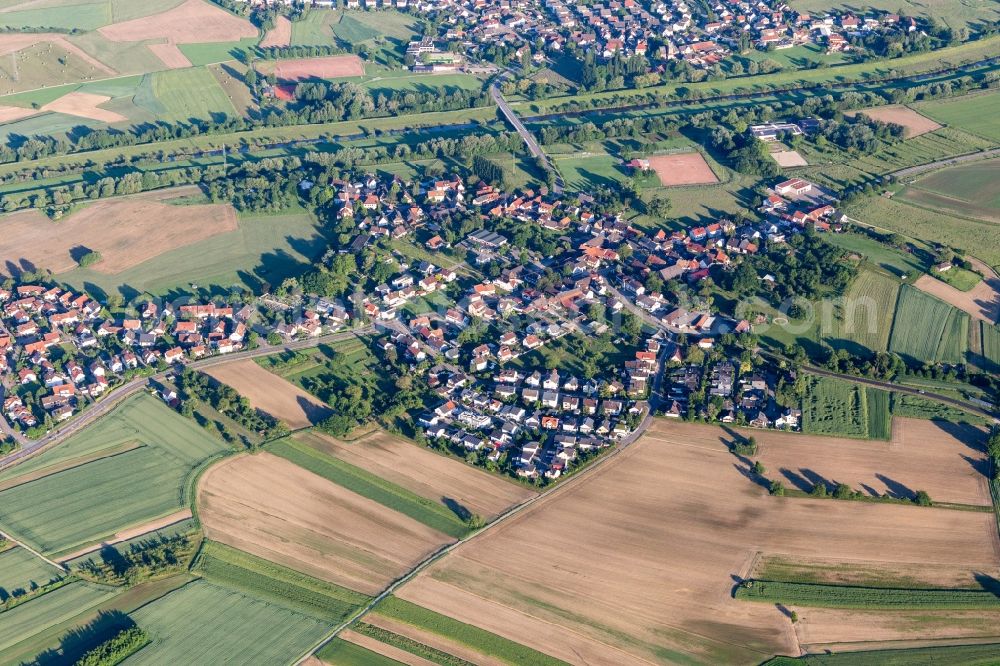 Bühl from above - Village on the river bank areas of the Kinzig in Buehl in the state Baden-Wurttemberg, Germany