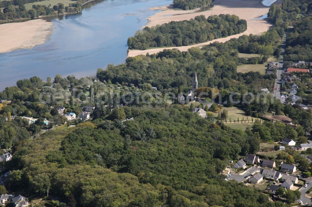 Gennes Val de Loire from above - Village on the river bank areas of the Loire in Gennes Val de Loire (former Gennes) in Pays de la Loire, France