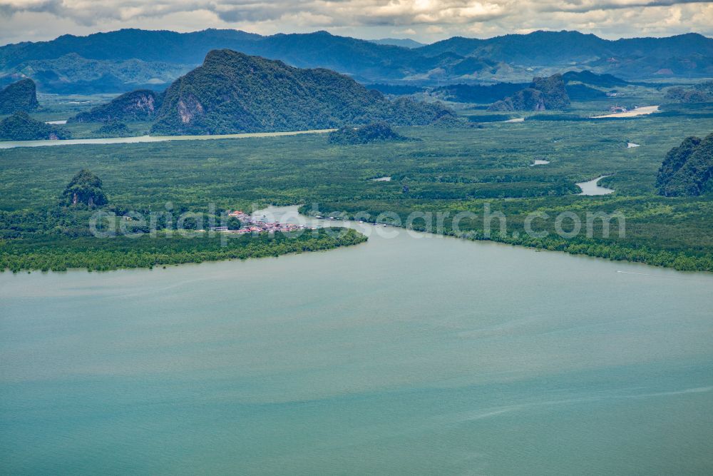 Ban Ko Panyi from the bird's eye view: Village on the river bank areas Ko Mai Phai in Ban Ko Panyi in Phang-nga, Thailand